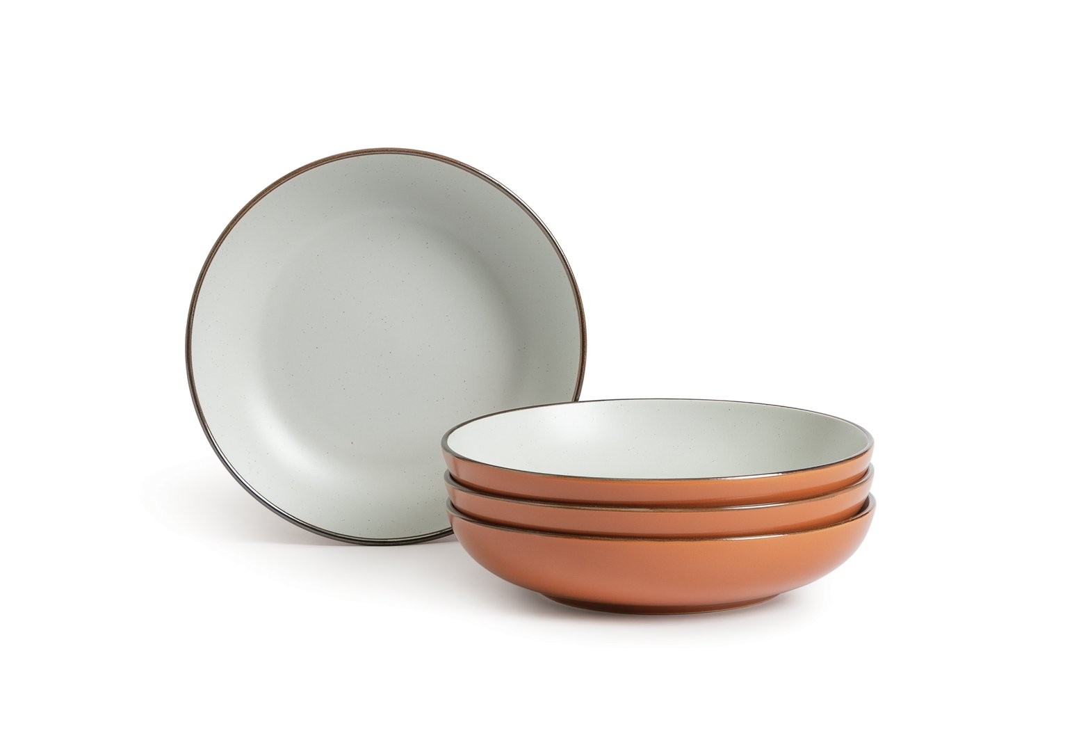 Habitat Speckle 4 Piece Stoneware Pasta Bowl - Rust