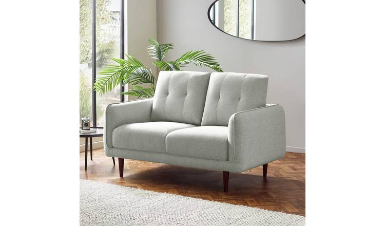 Julian Bowen Remy Fabric 2 Seater Sofa Metal Feet - Light Grey