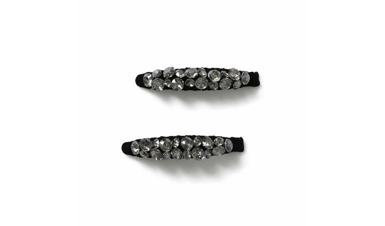 Freedom Black Crystal Hair Clips - Pack of 2