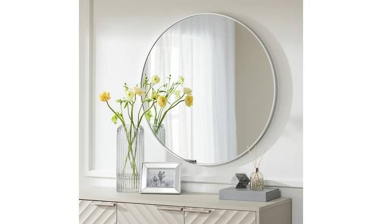 Round mirror silver discount
