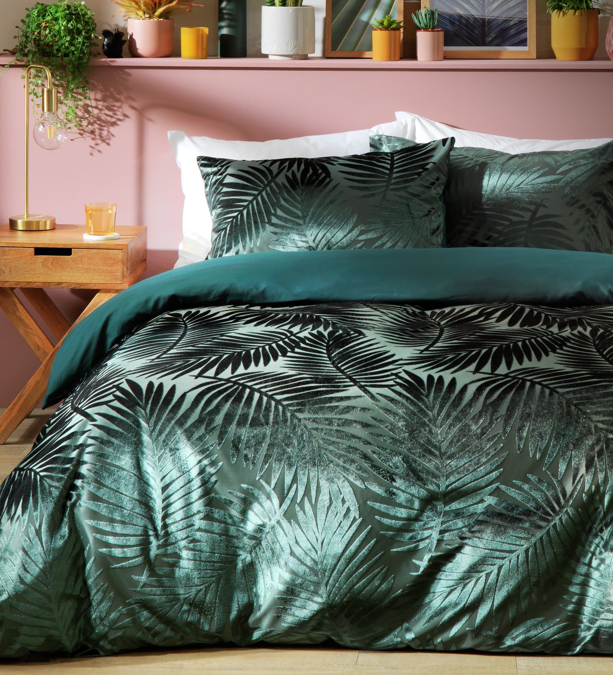 Habitat Feather Velvet Green Bedding Set - Kingsize