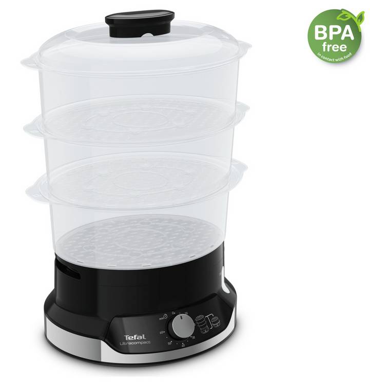 Tefal VC204865 Ultracompact 3 Bowl Steamer - Black 0
