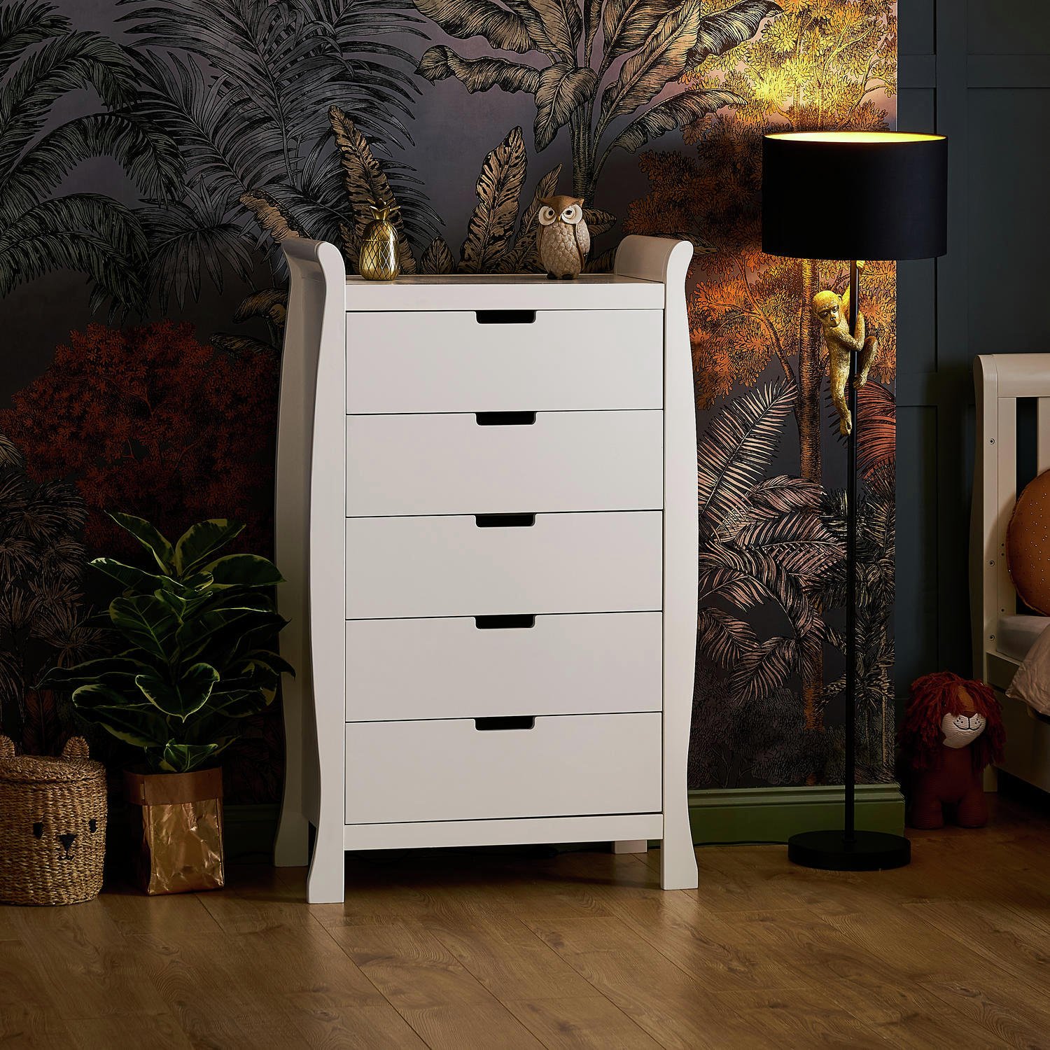 Obaby Stamford Sleigh Tall Chest of Drawers - White