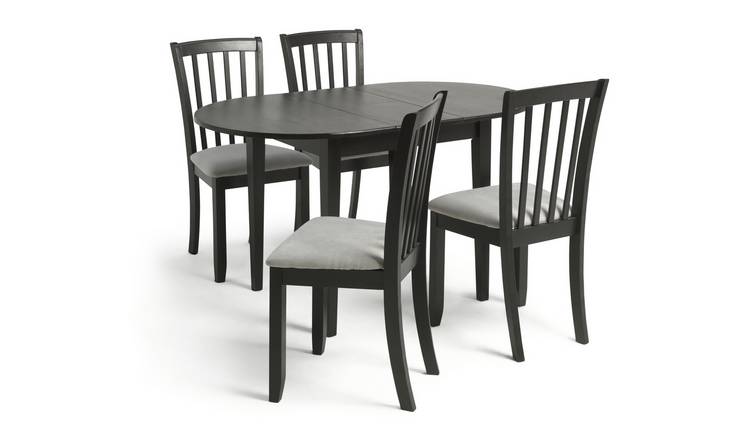 Argos Home Banbury Wood Extending Table & 4 Black Chairs