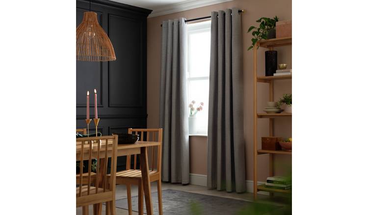 Habitat Plain Slub Chenille Eyelet Curtains - Grey