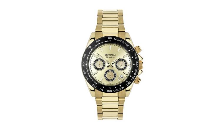 Sekonda Men's Champagne Sunray Dial Gold Plated Stainless Steel Bracelet Watch