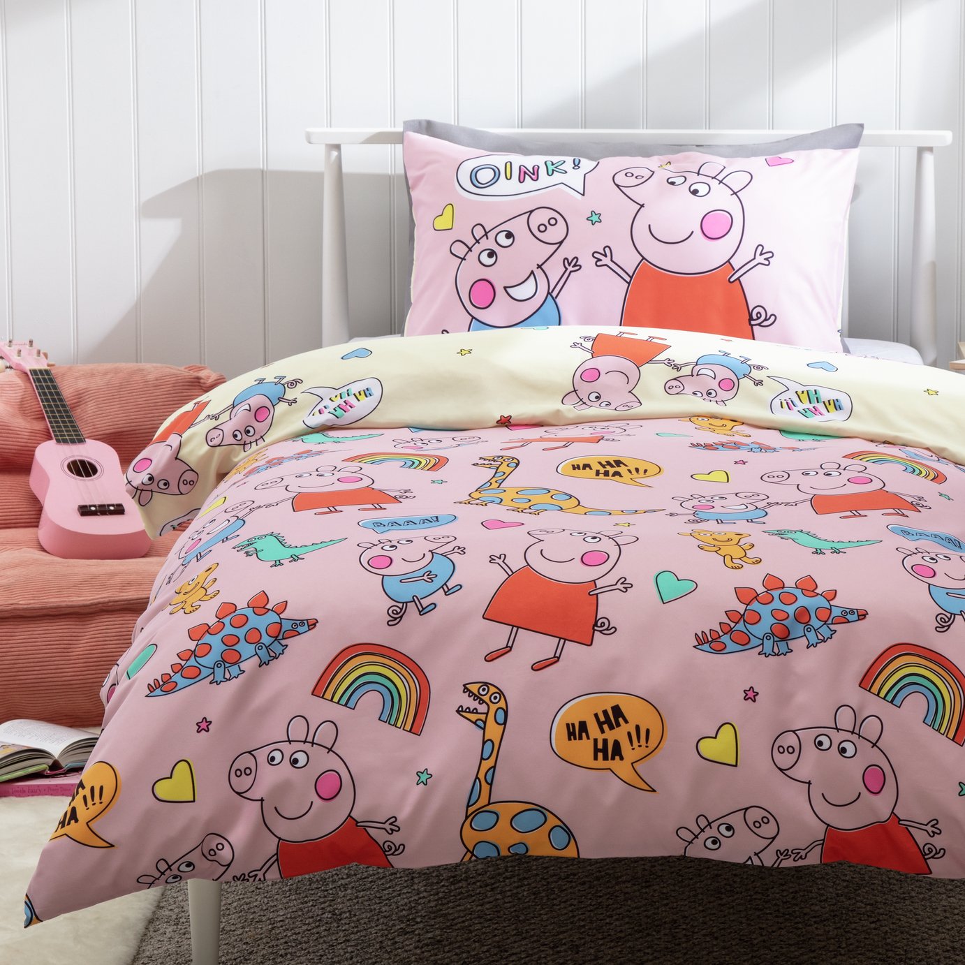 Peppa Pig Scribbles Pink Kids Bedding Set - Toddler