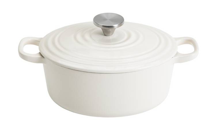Buy Habitat 2.4 Litre Oval Iron Casserole Dish - Cream | Oven and ...