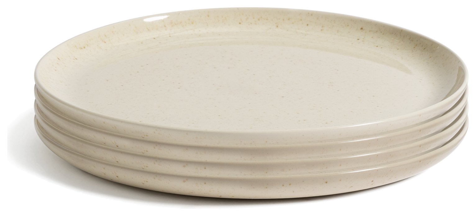 Habitat Evora 4 Piece Stoneware Dinner Plate - Natural