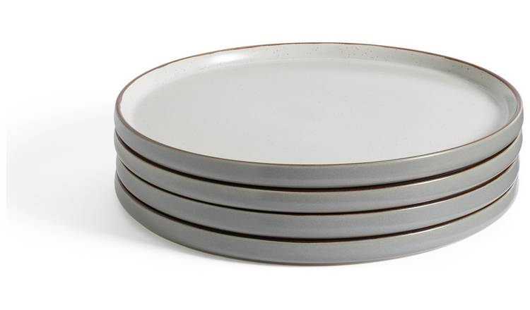 Buy Habitat Speckle 4 Piece Stoneware Dinner Plate - Grey | Plates ...