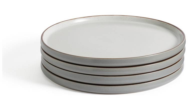 Habitat Speckle 4 Piece Stoneware Dinner Plate - Grey