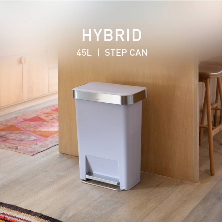 Simplehuman 45 Litre Hybrid Pedal Bin - Lilac 0