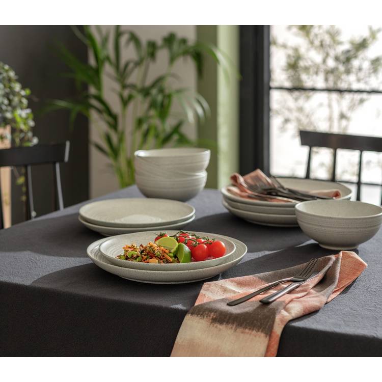 Habitat Textured Ripple 12 Piece Dinner Set - Chalk 0