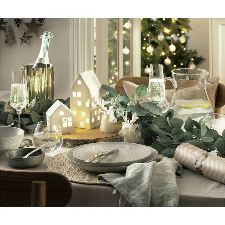 Habitat Textured Ripple 12 Piece Dinner Set - Chalk Grey 0