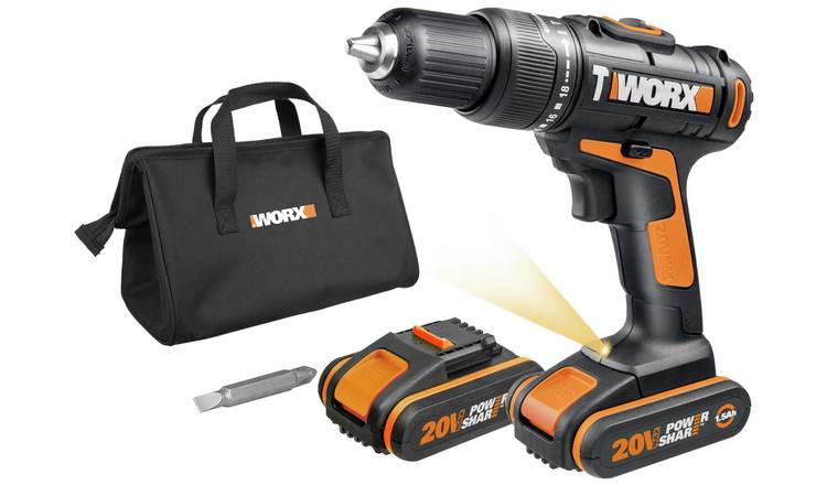 Worx WX371.3 2AH Cordless Hammer Drill with 2x20V Batteries