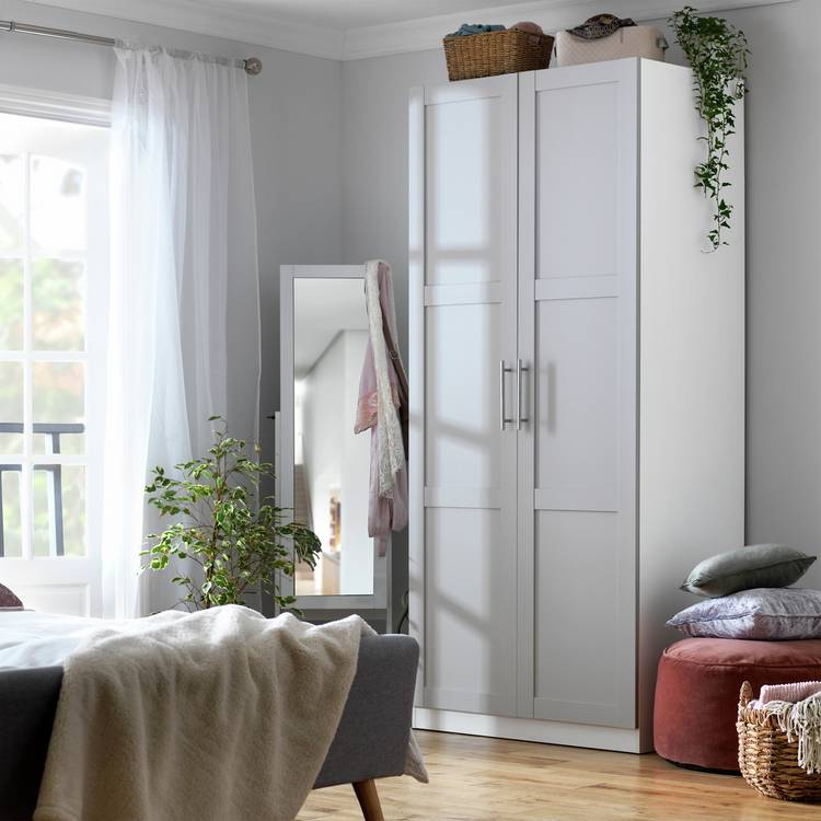 Habitat Munich Panelled 2 Door Wardrobe - Grey 0