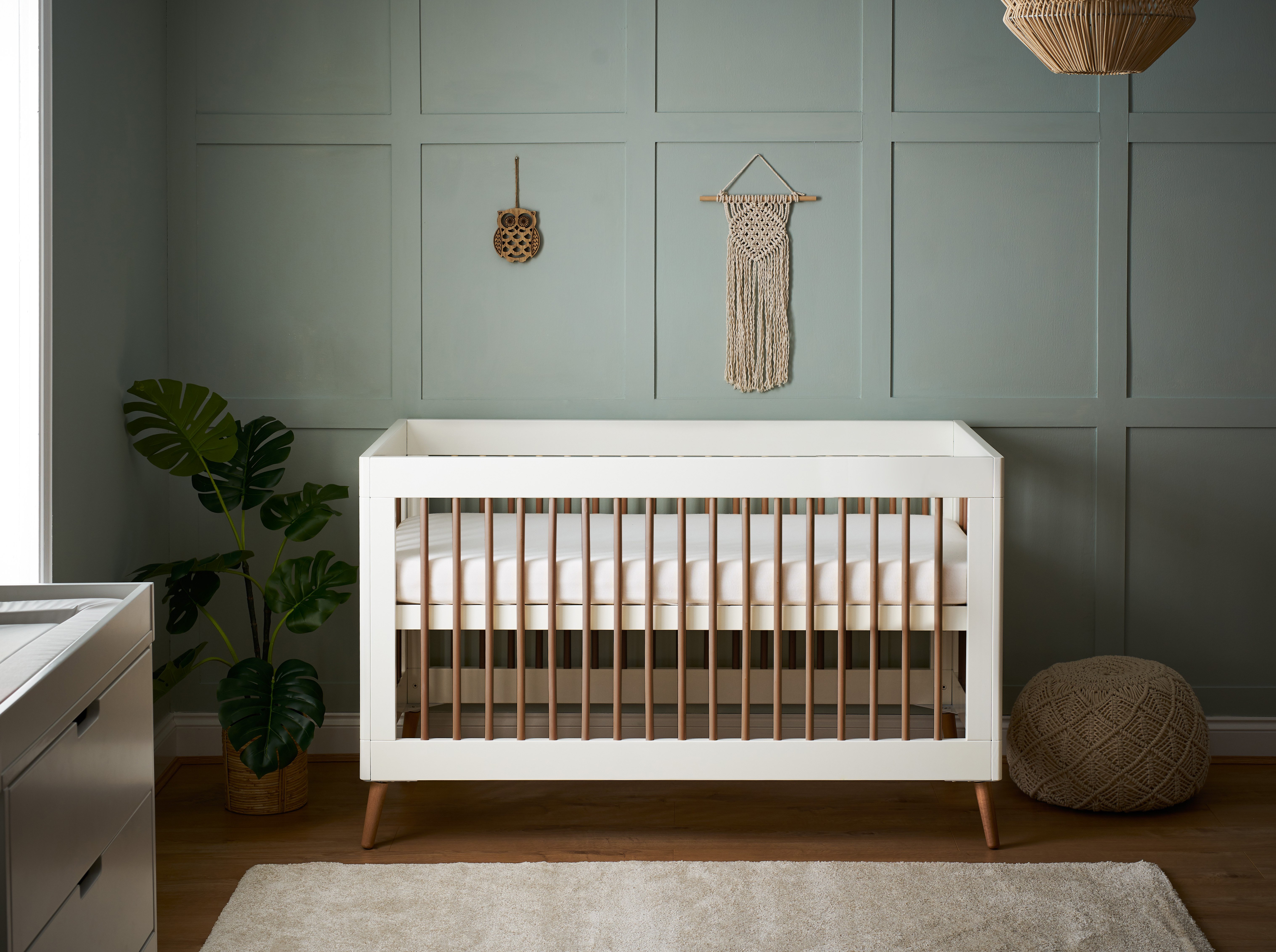 Obaby Maya Baby Cot Bed - White & Acacia