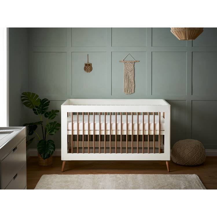 Obaby Maya Baby Cot Bed - White & Acacia 0