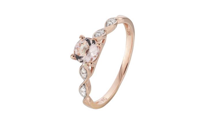 Revere 9ct Rose Gold 0.05ct Diamond Engagement Ring - Q