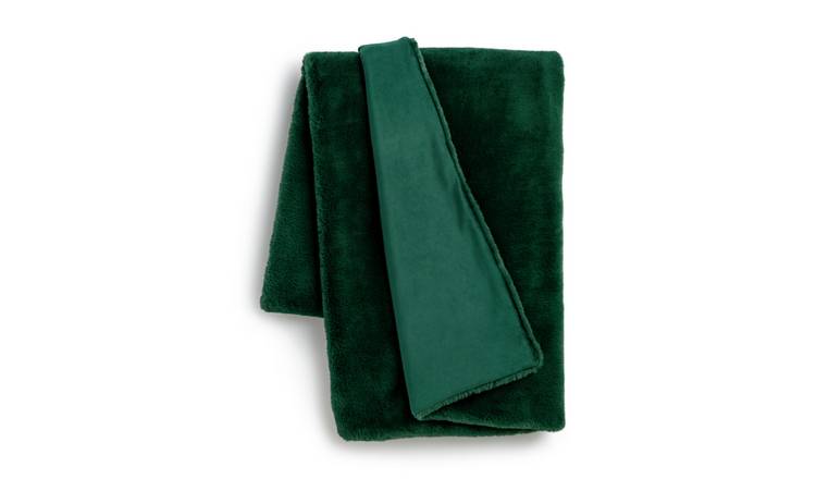 Buy Habitat Faux Fur Plain Throw Emerald Green 125x150cm Blankets and throws Habitat