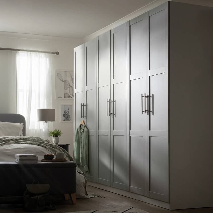 Habitat Munich Panelled 6 Door Wardrobe - Grey 0