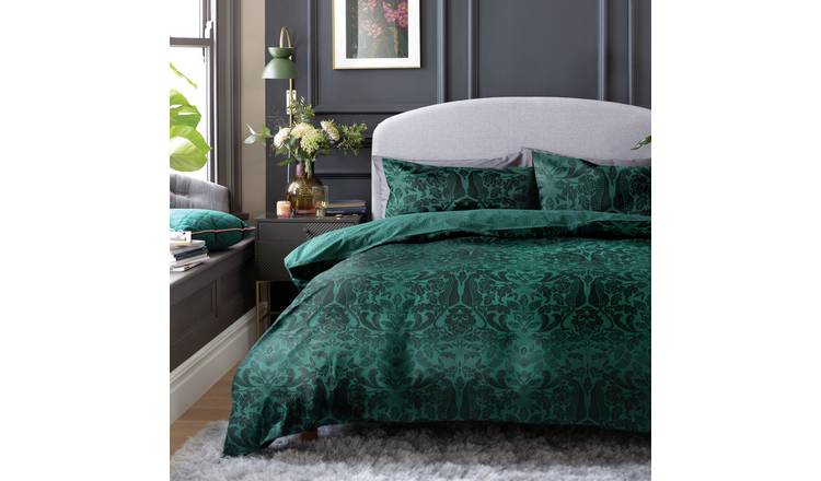 Habitat Damask Print Green Bedding Set - Single