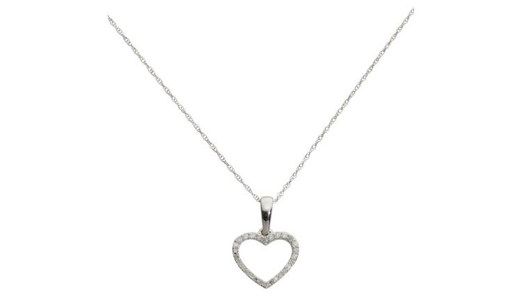 Buy Revere 9ct White Gold 0 10ct Diamond Heart Pendant Necklace Womens Necklaces Argos