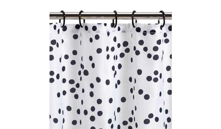 Buy Habitat Penny Print Shower Curtain - Black | Shower curtains | Habitat