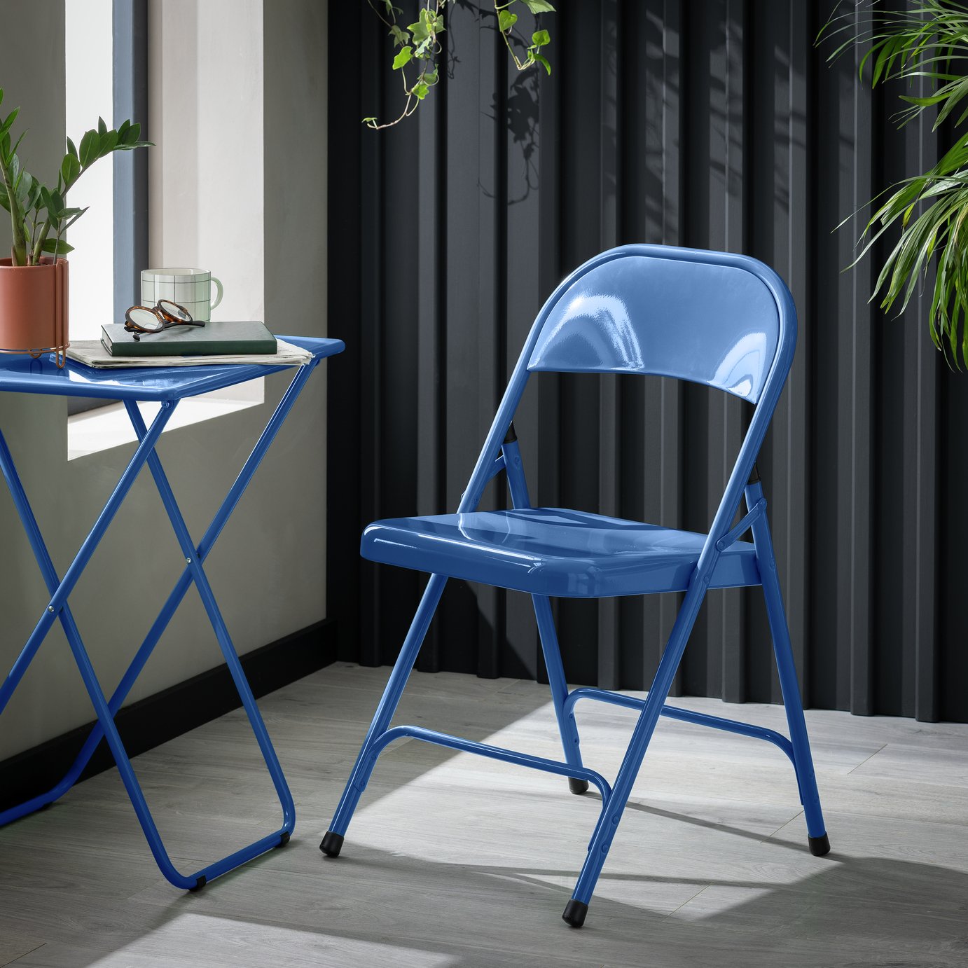 Habitat Macadam Metal Folding Chair - Blue