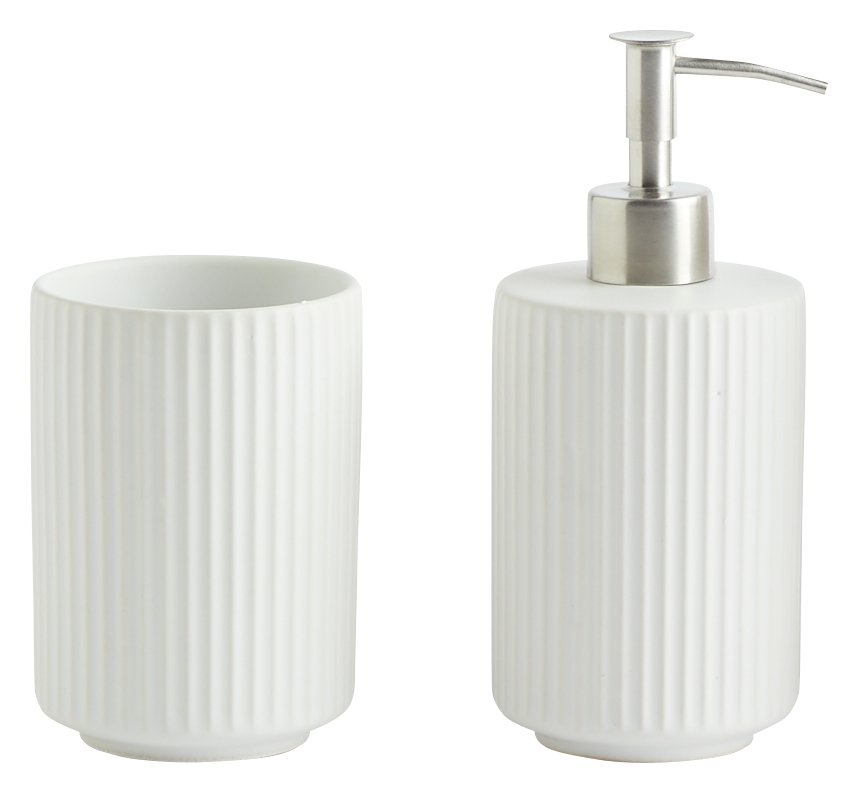 Argos Home 2 Piece Ribbed Accessory Set - White