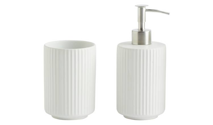 White bathroom accessories deals set