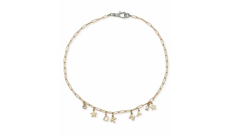 DKNY Two Tone Logo Charm Necklace