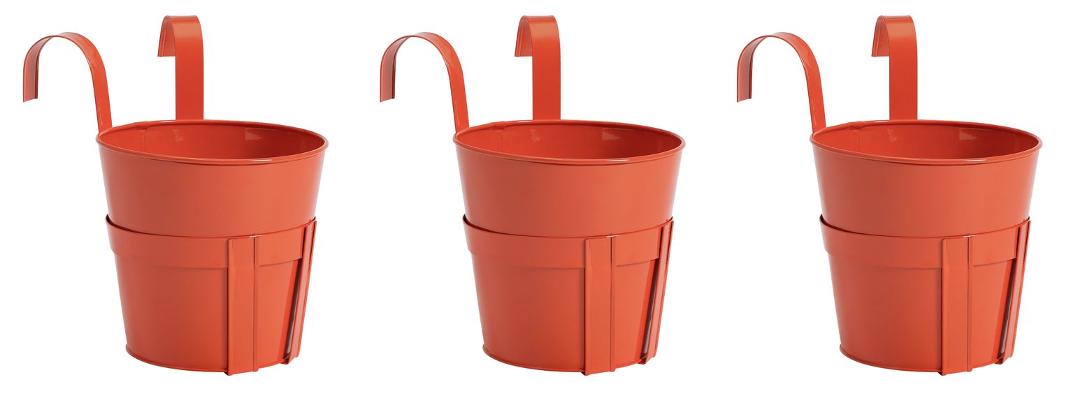 Garden by Sainsbury's Red Metal Balcony Planters-Set of 3