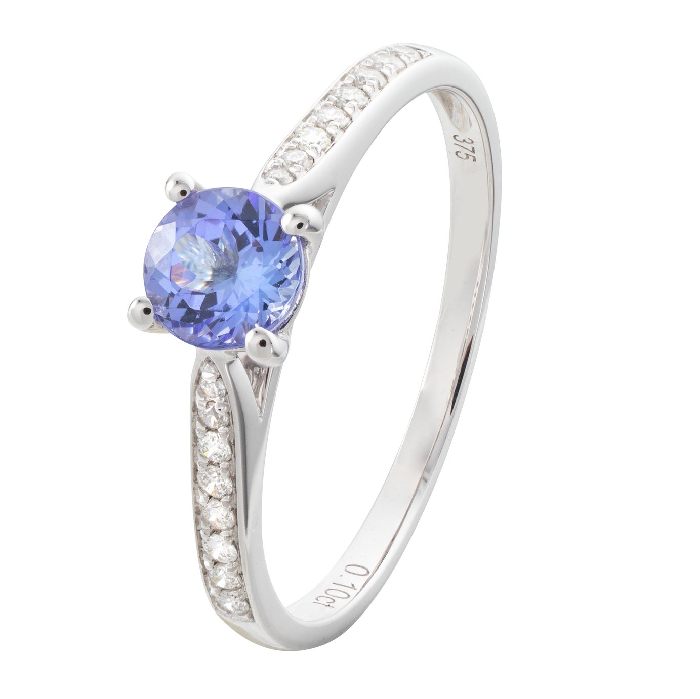 Revere 9ct White Gold Tanzanite & 0.10ct Diamond Ring - R