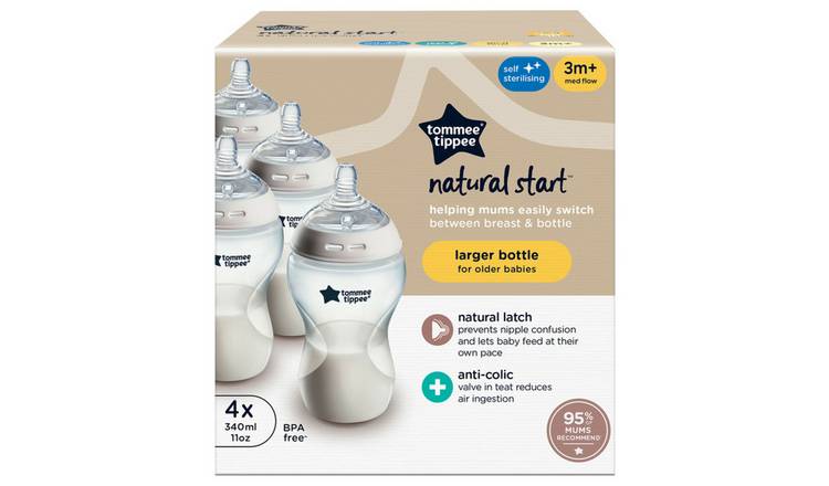 Tommee Tippee Closer To Nature Bottle 340ml 2 Pack 3m+ Decorated Boy