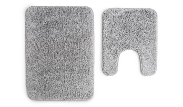 Buy Argos Home Tufted Bath & Pedestal Mat Set - Silver, Bath mats