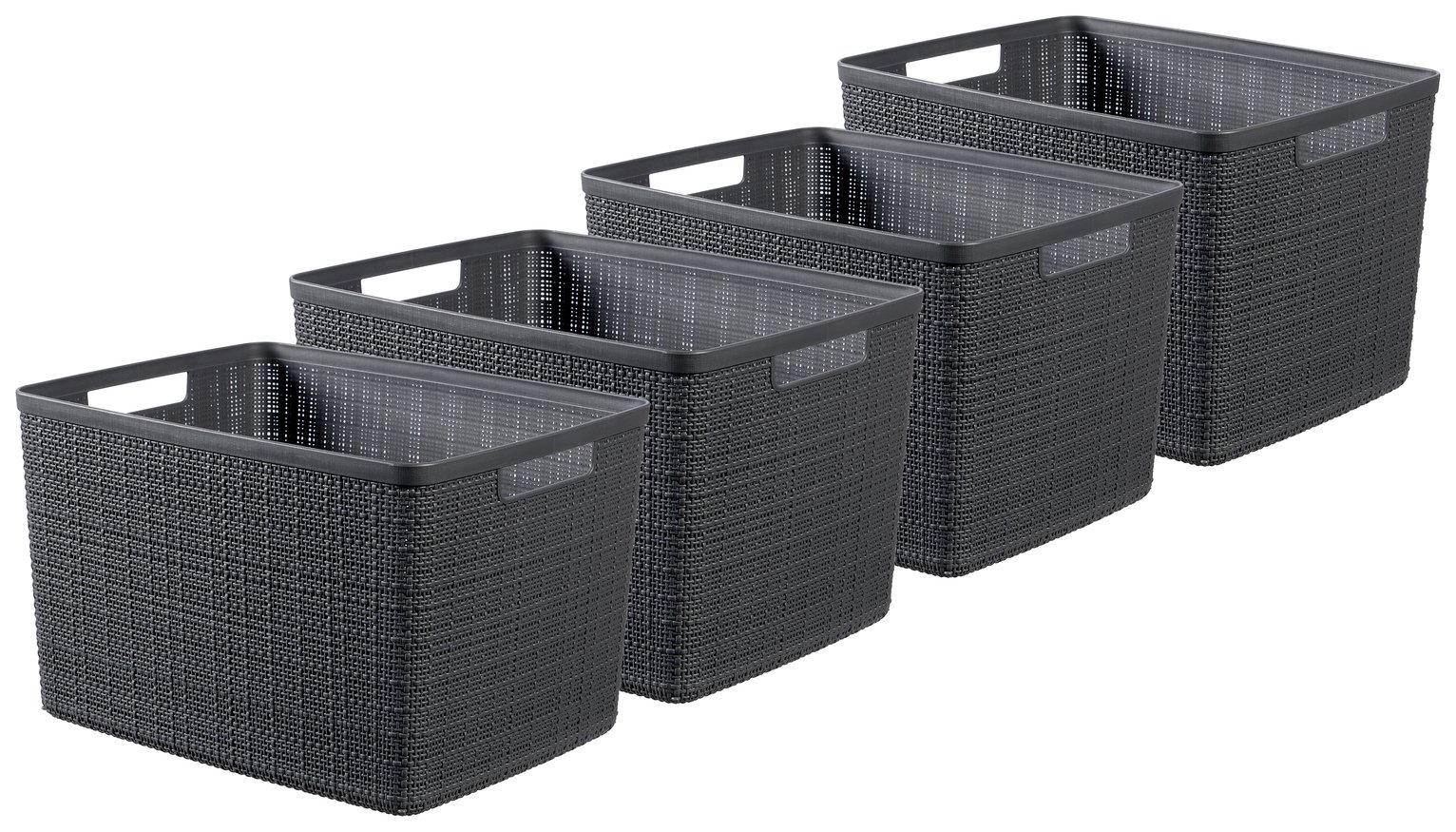 Curver Jute Set of 4 20L Storage Basket - Grey