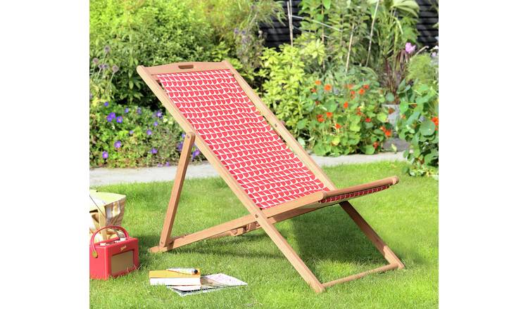 Buy Habitat Folding Wooden Garden Deck Chair Charcoal Garden chairs and sun loungers Habitat