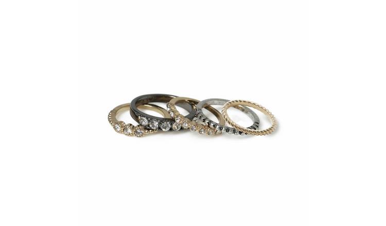 Freedom Mixed Tones Grunge Set of 5 Rings - Small