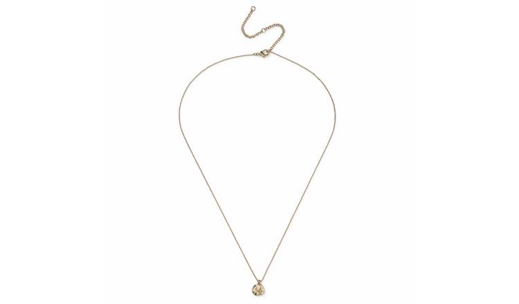 Freedom Gold Tone Disc Pendant Necklace