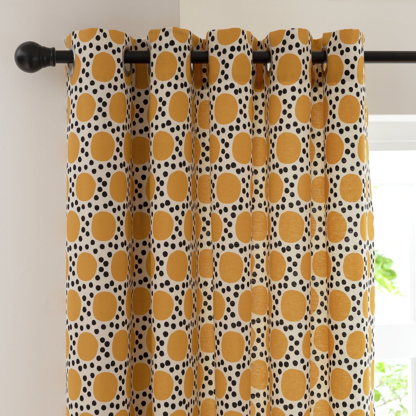 Habitat Sunshine Geo Print Eyelet Curtains Yellow