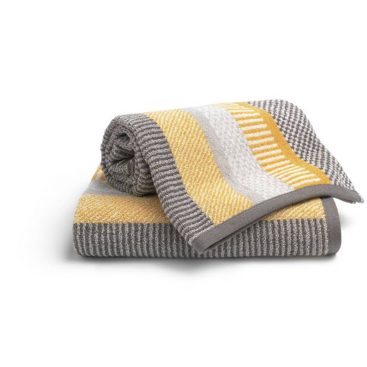 Habitat Horizontal Stripe 2 Pack Hand Towel - Mustard 0