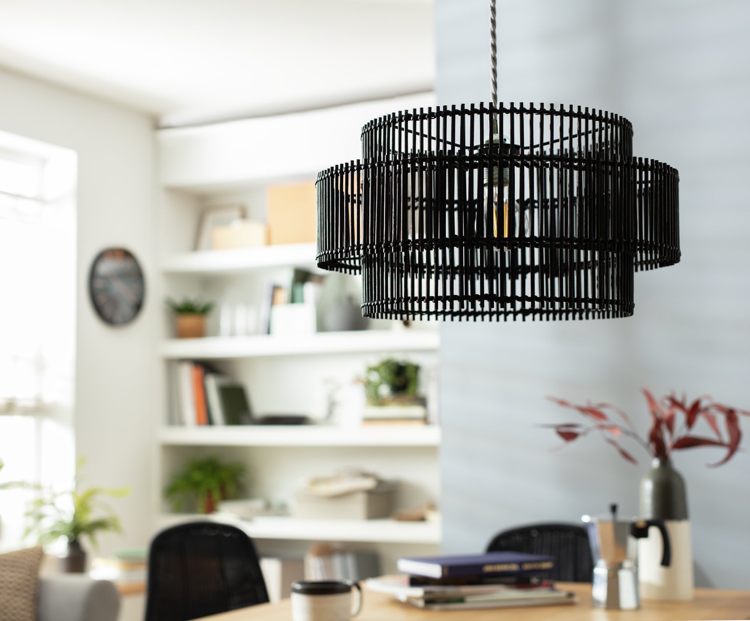 Habitat Bamboo 2 Tier Pendant Shade - Black