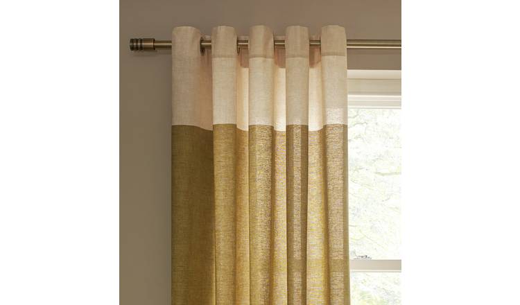 Habitat Plain Header Lined Eyelet Curtains - Natural