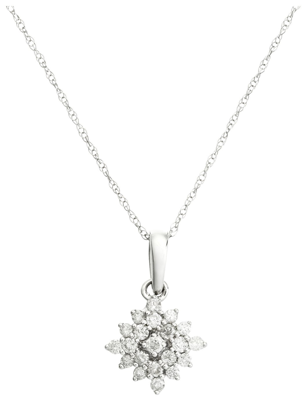Revere 9ct White Gold 0.25ct Diamond Pendant Necklace