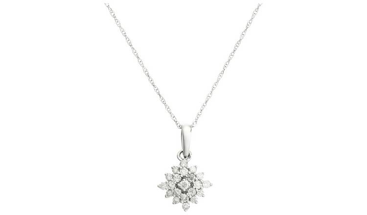 Buy Revere 9ct White Gold 0.25ct Diamond Pendant Necklace | Womens ...