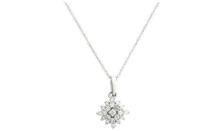 Revere 9ct White Gold 0.25ct Diamond Pendant Necklace