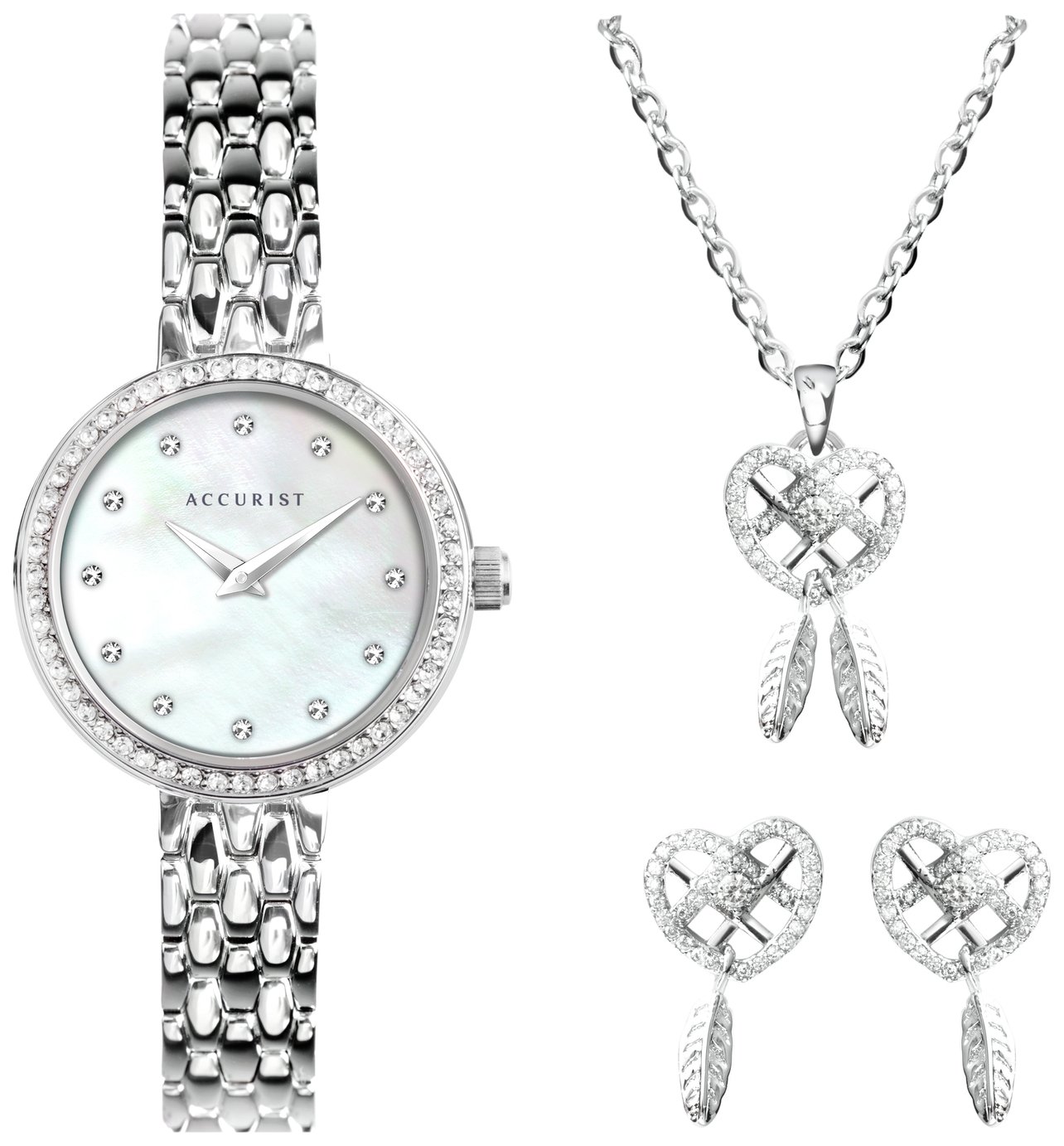 Accurist Ladies Silver Rhodium Plated Bracelet Watch Set