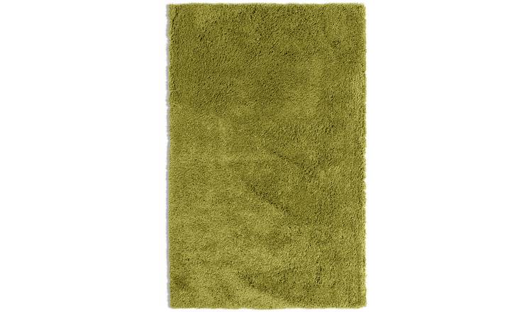 Habitat Noodle Shaggy Plain Rug - Olive - 160x230cm