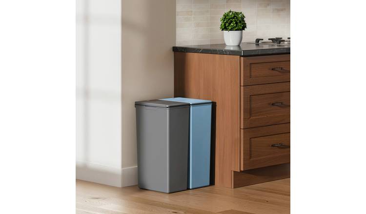 EKO Morandi 60 Litre Touch Top Recycling Bin - Grey & Blue